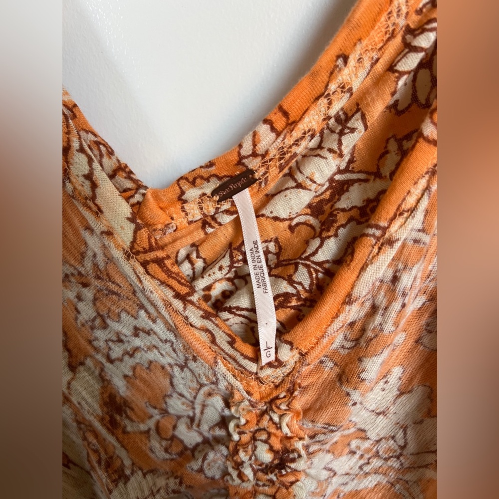 Free People Floral Say The Word Asymmetrical Ruched Top - Picture 2 of 8